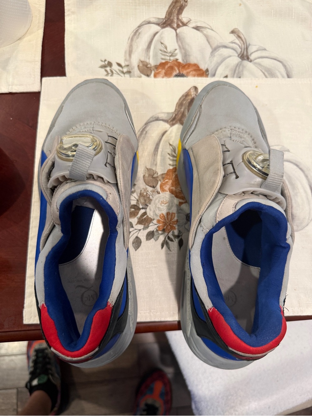 Alexander McQueen /Puma collab Gray Sneakers with Blue and Red Accents